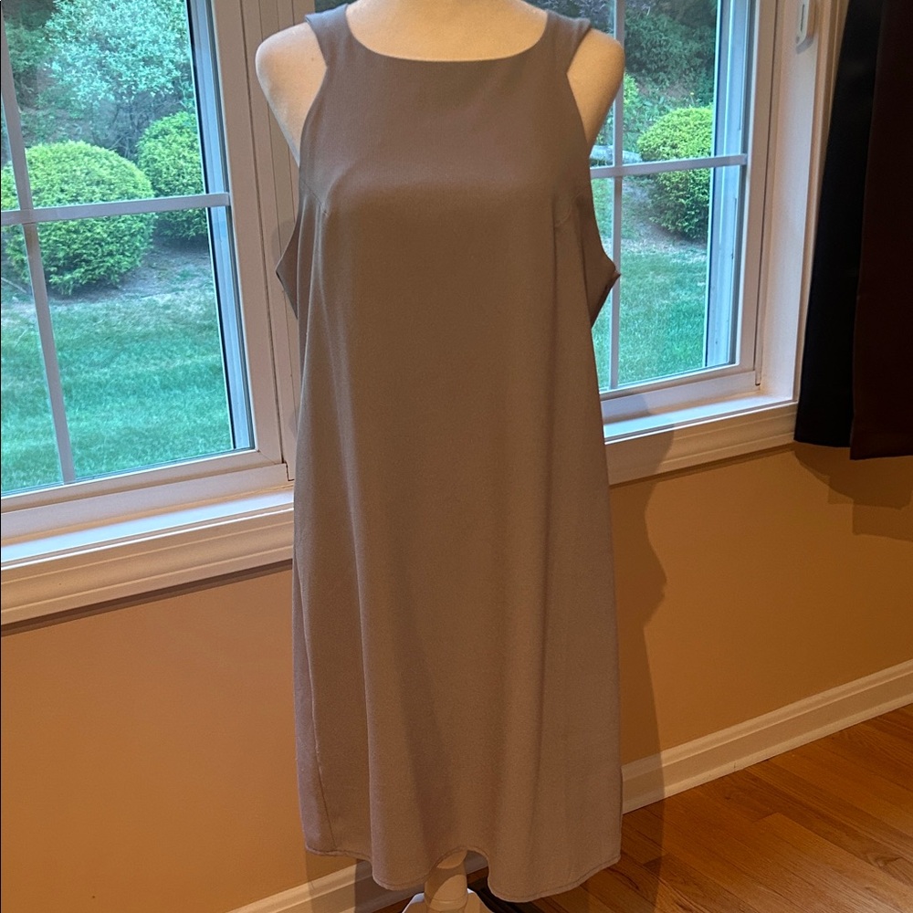 Aryeh Sleeveless Taupe Midi Dress